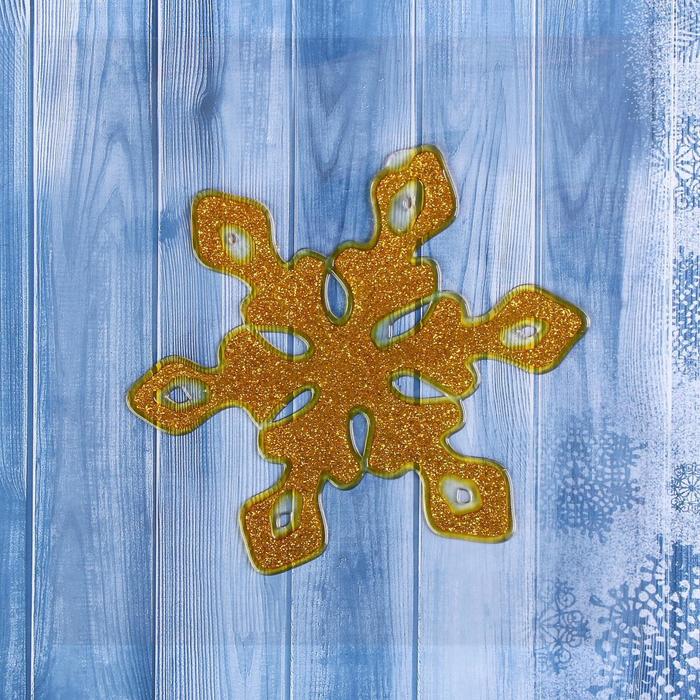 Наклейка на стекло "Золотая снежинка с ромбиками"