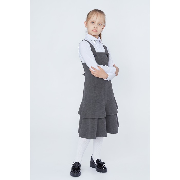 Сарафан для девочки, рост 140 см (10 лет), цвет тёмно-серый 13-004