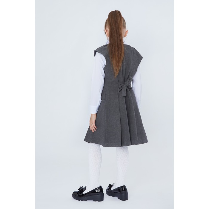 Сарафан для девочки, рост 128 см (8 лет), цвет тёмно-серый 13-002