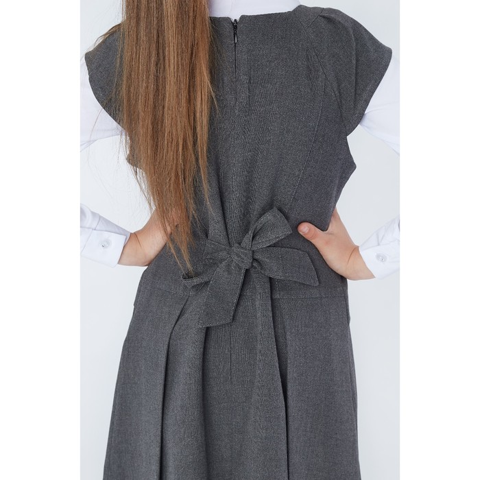 Сарафан для девочки, рост 128 см (8 лет), цвет тёмно-серый 13-002