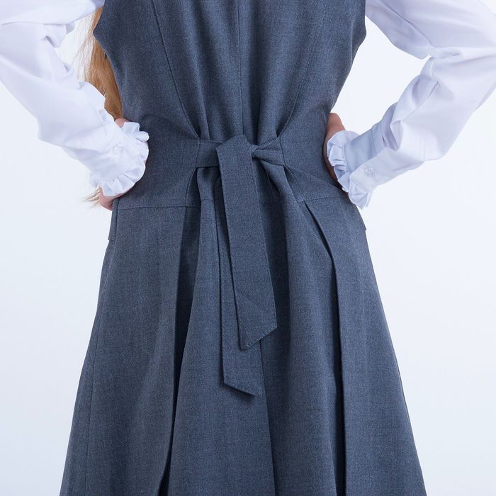 Сарафан для девочки, рост 128 см (8 лет), цвет тёмно-серый 13-002