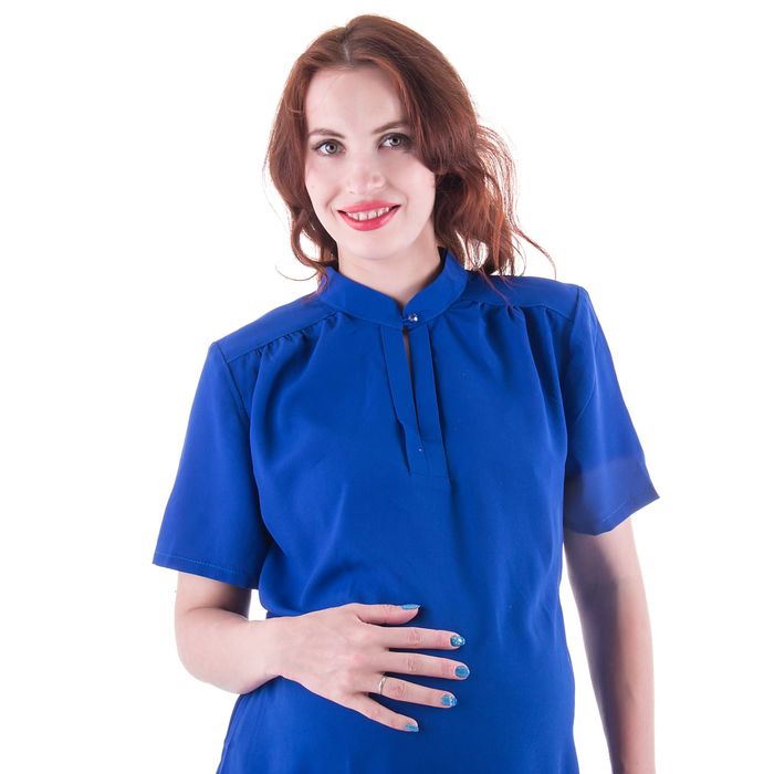 Блузка женская для беременных, размер 44, рост 168, цвет васильковый (арт. 0307)