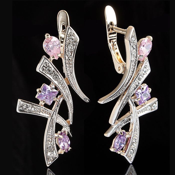 Серьги "Комильфо", цветные в золоте