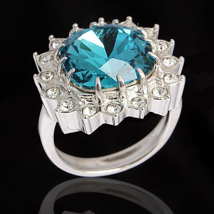 Кольцо "Беннет", размер 17, цвет бирюзовый в серебре