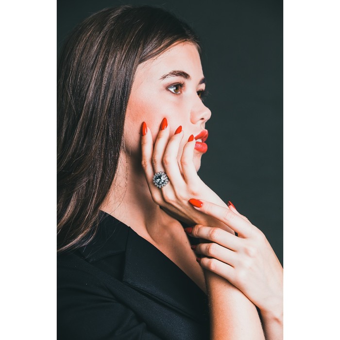 Кольцо "Беннет", размер 17, цвет бирюзовый в серебре