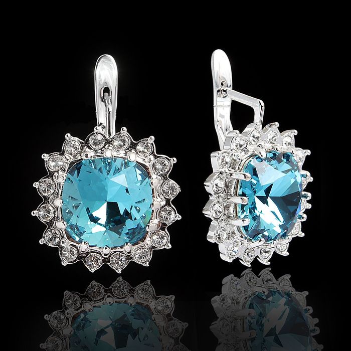 Серьги "Беннет", цвет бирюзовый в серебре
