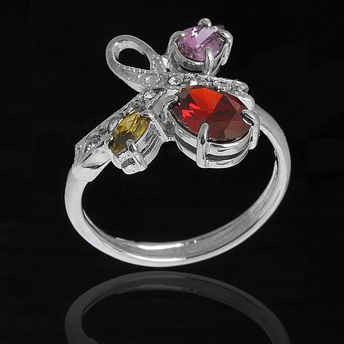 Кольцо "Амбон", размер 17, цветное в серебре