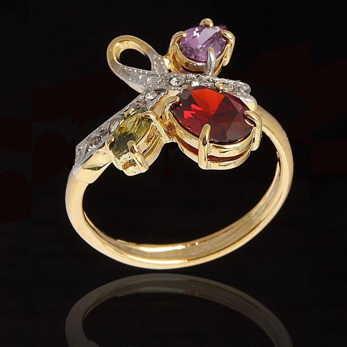 Кольцо "Амбон", размер 17, цветное в золоте