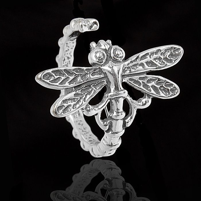 Кольцо "Эльф", безразмерное, цвет чернёное серебро