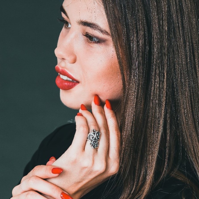 Кольцо "Огюст", размер 16, цвет чернёное серебро