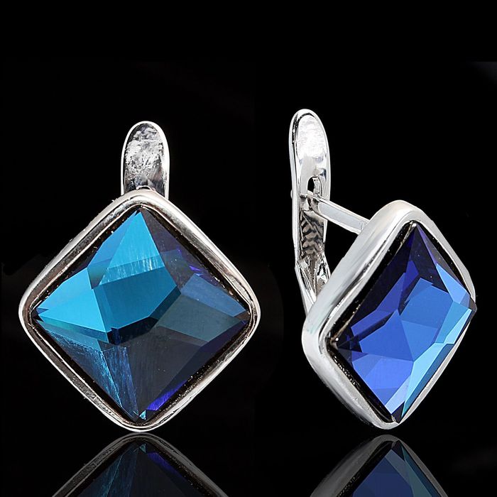 Серьги "Шедар", цвет голубой в серебре