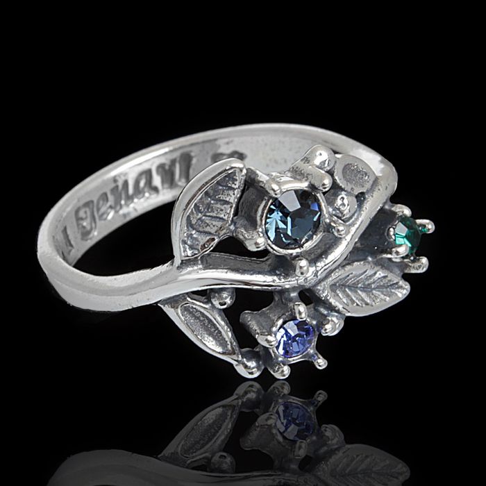 Кольцо "Баядерка", размер 17, цветное в чернёном серебре