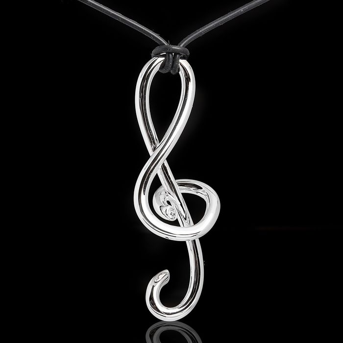 Кулон "Скрипичный ключ", цвет серебро, 45 см
