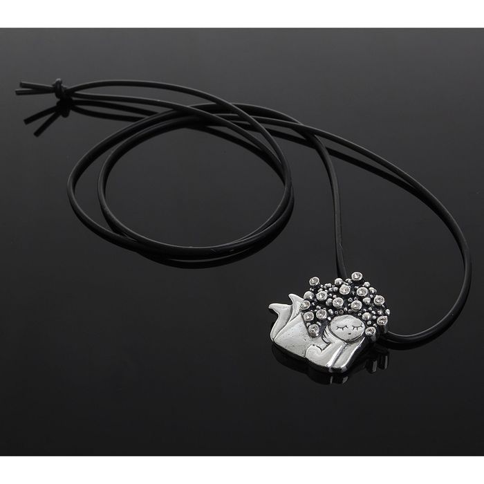 Кулон "Зося", цвет белый в чернёном серебре, 45 см