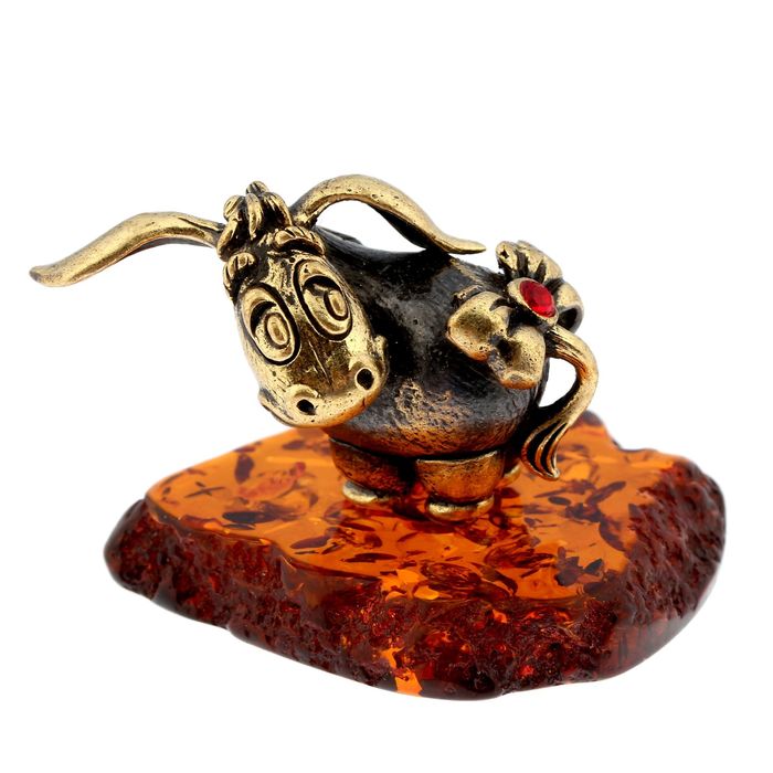 Сувенир из латуни и янтаря "Ослик"