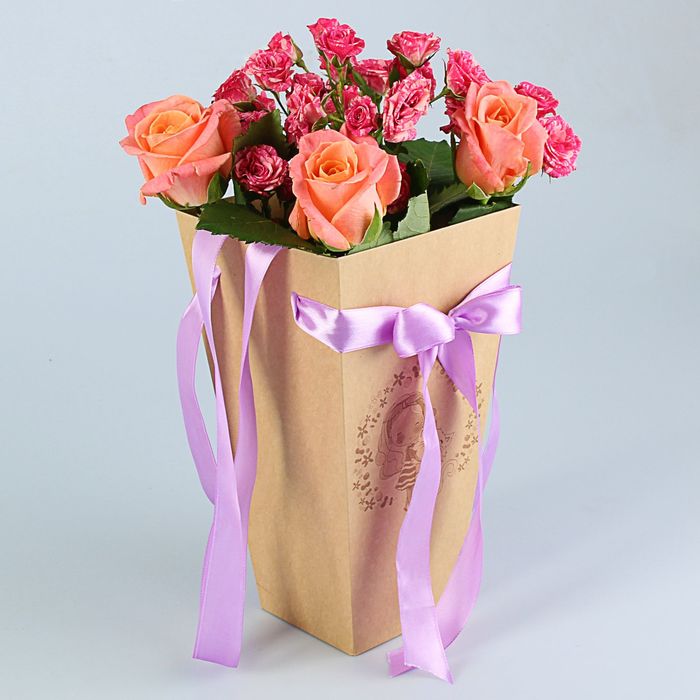 Пакет для цветов "С котом навеки", 9 х 15 х 27 см