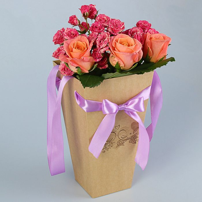 Пакет для цветов "Поцелуй на ветке", 9 х 15 х 27 см