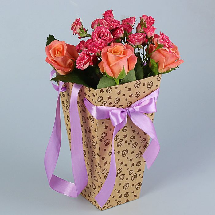 Пакет для цветов "Звезды", 9 х 15 х 27 см