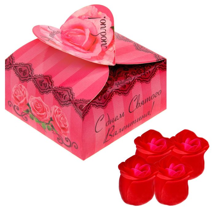 Набор мыльных лепестков "Я тебя люблю!", 4 шт.