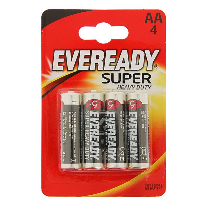 Батарейка солевая Eveready Super Heavy Duty, АА, R6-4BL, блистер, 4 шт.