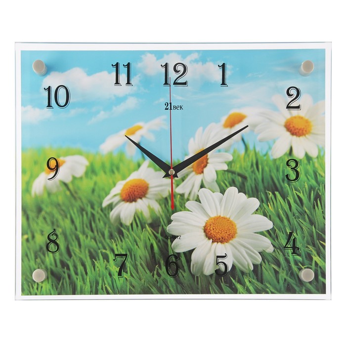 Часы настенные прямоугольные "Ромашки" 30х40 см микс