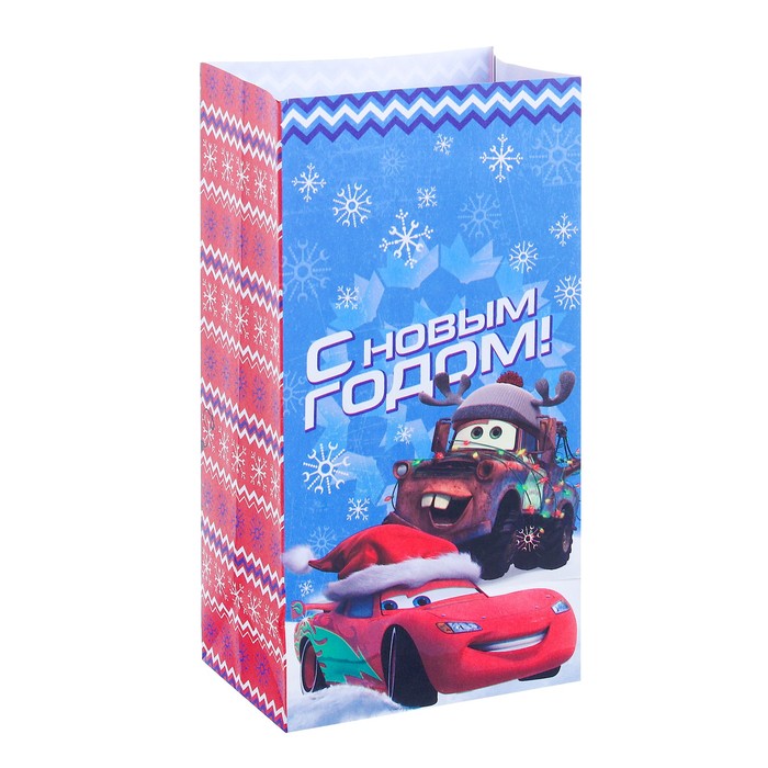 Пакет подарочный без ручек "С Новым годом!", Тачки, 10 х 19,5 х 7 см