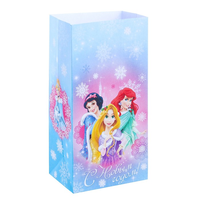 Пакет подарочный без ручек "С Новым годом!", Принцессы, 10 х 19,5 х 7 см