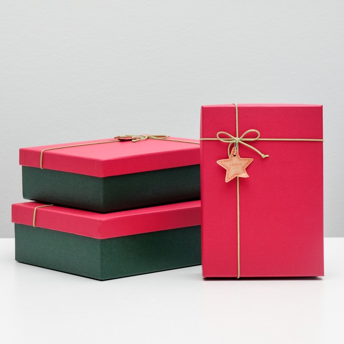 Набор коробок 3в1 "Классика", красный, 29 х 21 х 8,5 - 24 х 17 х 6,5 см