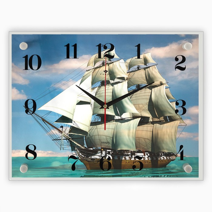 Часы настенные, серия: Море, "Корабль", плавный ход, 30 х 40 см