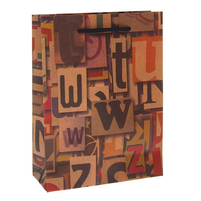 Пакет крафт "Алфавит", 15 х 20 х 6 см
