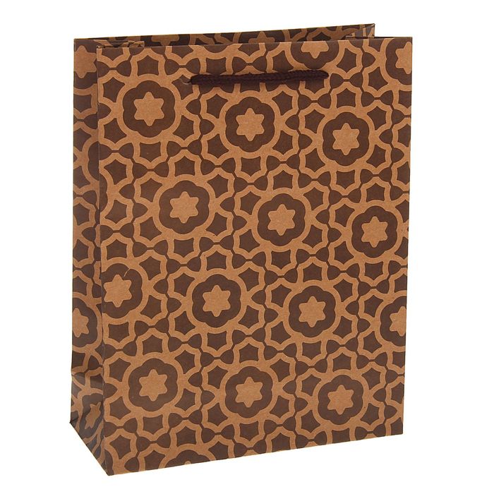 Пакет крафт "Узор", 19 х 24 х 8 см