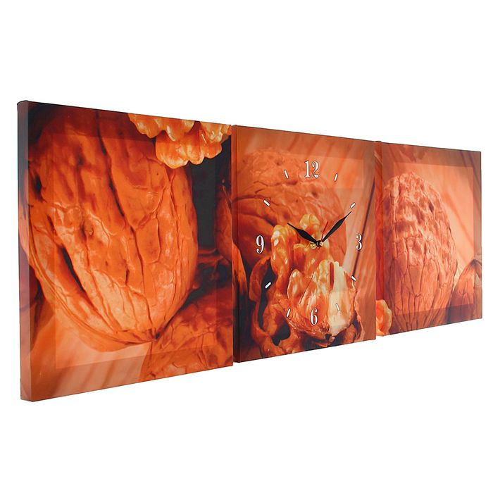 Часы-картина модульные «Грецкие орехи», 30 × 90 см