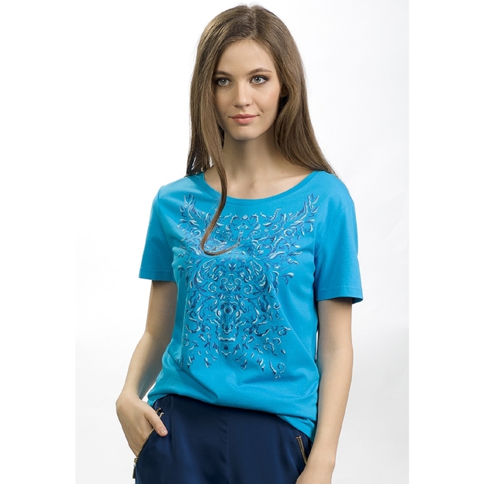 Футболка женская, размер S, цвет лазурный