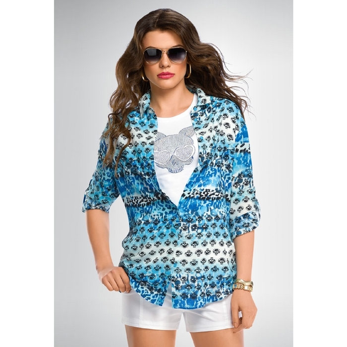 Блузка женская, размер XS, цвет голубой