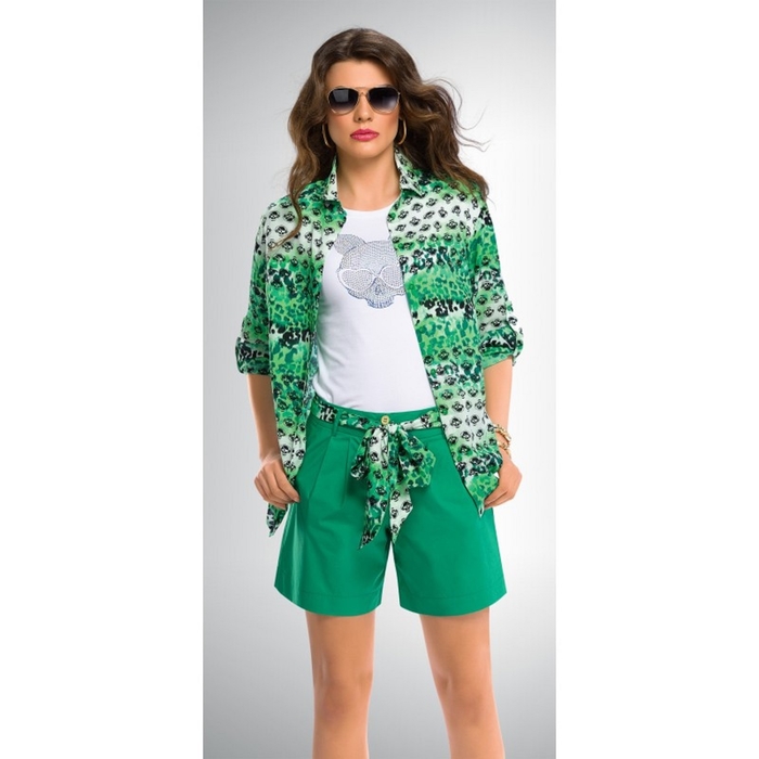 Блузка женская, размер XS, цвет изумрудный