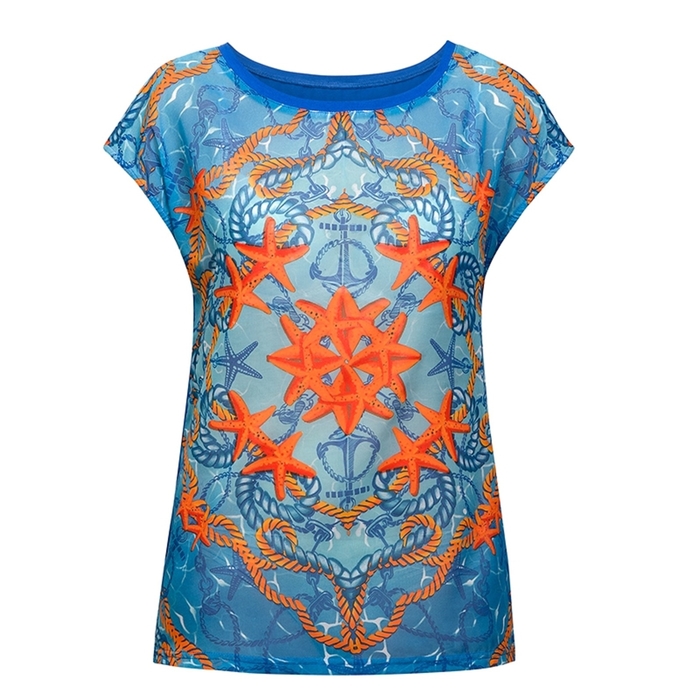 Футболка женская, размер XS, цвет джинсовый