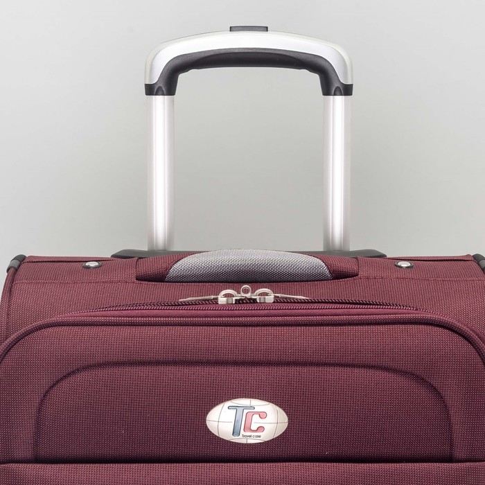 Чемодан с увеличением объёма, малый, 20", 42 л, 2 колеса, цвет гранатовый