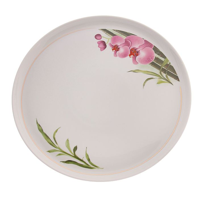 Набор для сладких блюд "Бамбуковая орхидея", 8 предметов: блюдо для пиццы 30 см, лопатка 21,5 см, 6 тарелок 17 см, деколь, отводка и доработка золотом
