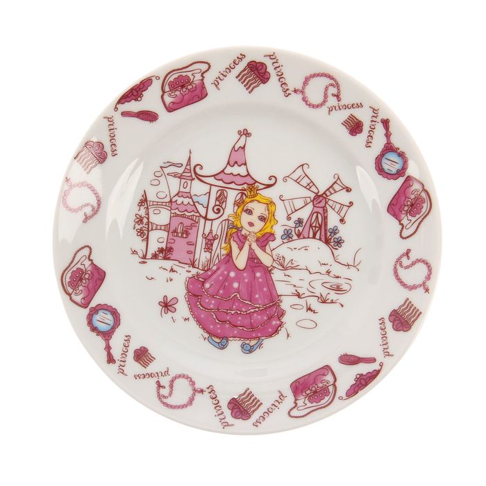 Набор детский "Идиллия. Принцесска", 3 предмета: тарелка глубокая 20 см, кружка 200 мл, тарелка мелкая 17 см
