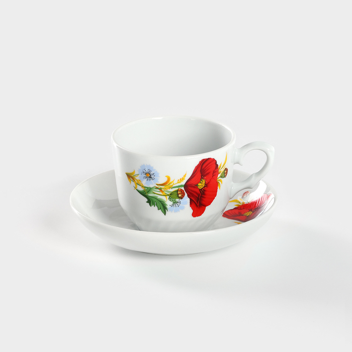 Чайная пара 250 мл "Кирмаш. Маки красные"