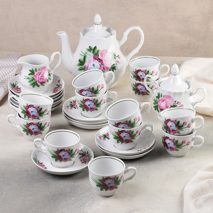Сервиз чайный "Романс. Пион", 27 предметов