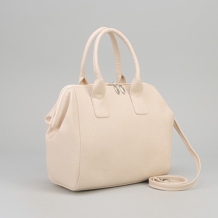 Сумка женская на молнии, 1 отдел, 1 наружный карман, бежевая