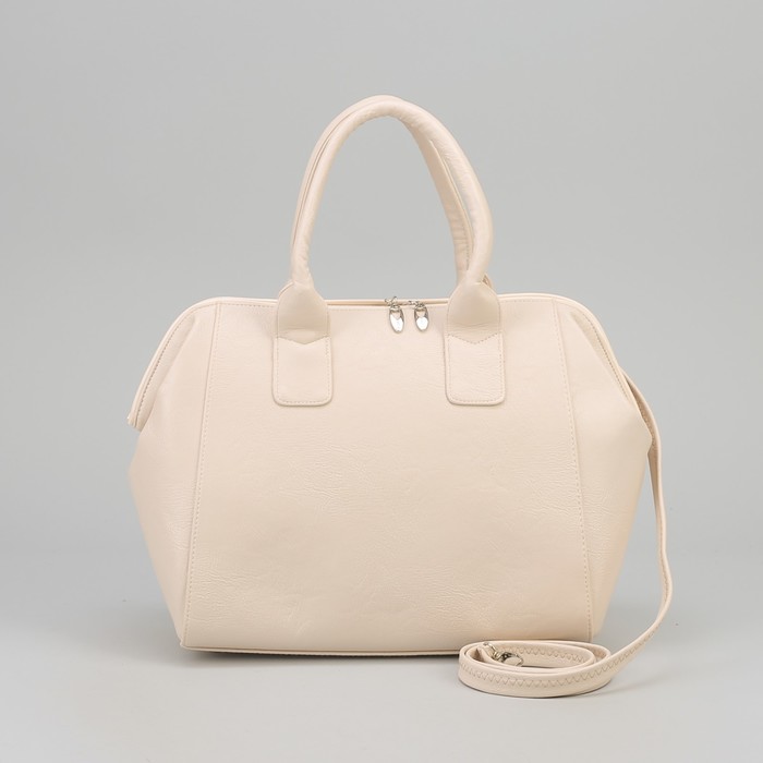 Сумка женская на молнии, 1 отдел, 1 наружный карман, бежевая