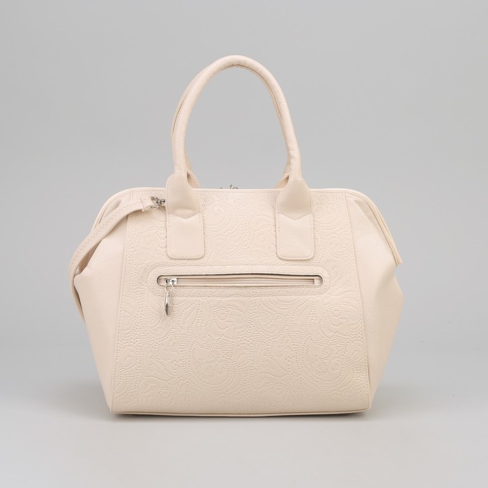 Сумка женская на молнии, 1 отдел, 1 наружный карман, бежевая