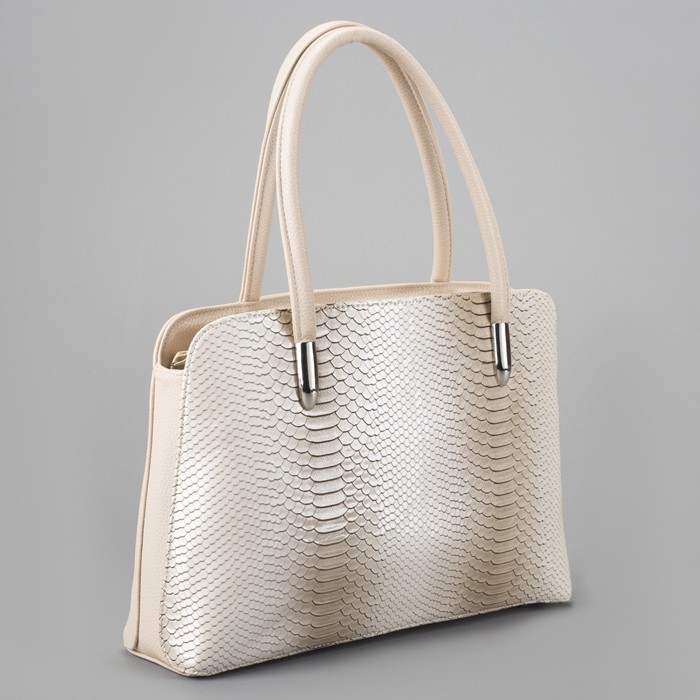 Сумка женская на молнии, 2 отдела, 1 наружный карман, бежевая