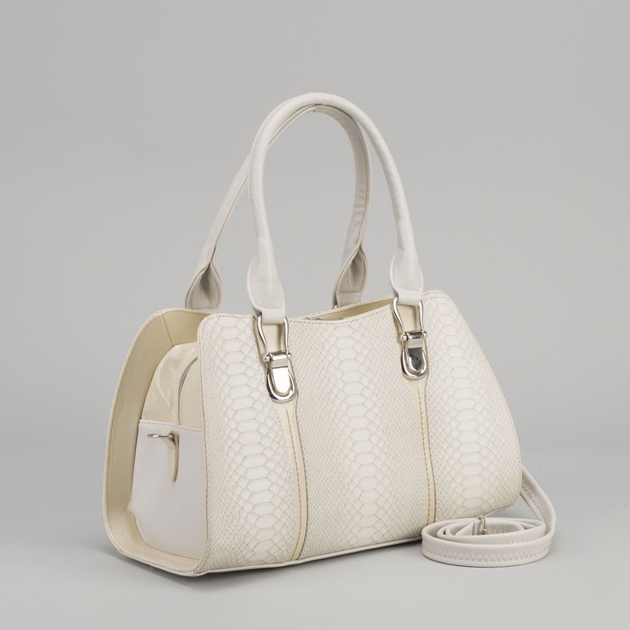 Сумка женская на молнии, 1 отдел, 1 наружный карман, длинный ремень, серая