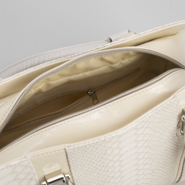 Сумка женская на молнии, 1 отдел, 1 наружный карман, длинный ремень, серая