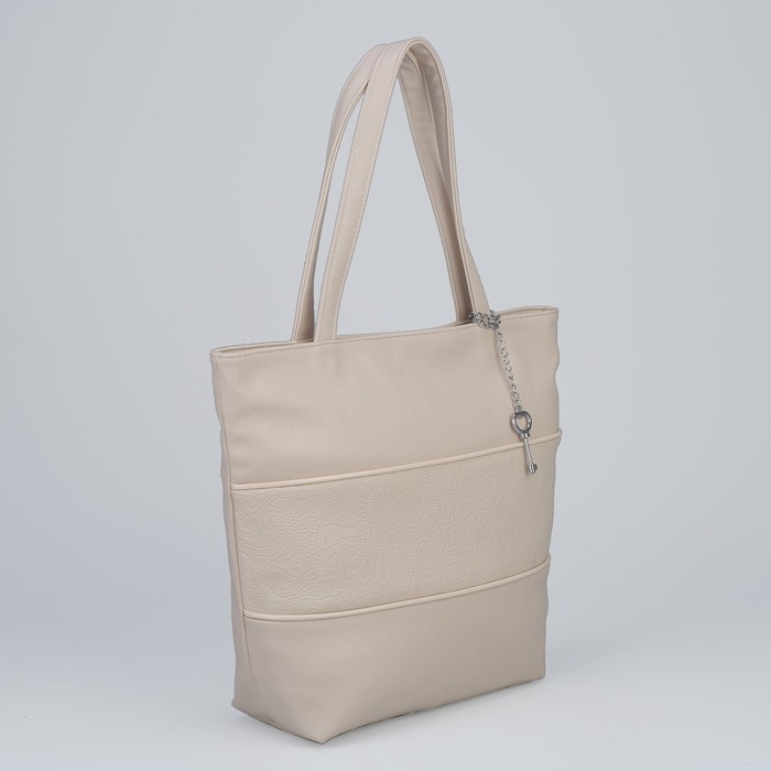 Сумка женская на молнии, 1 отдел, 1 наружный карман, бежевая