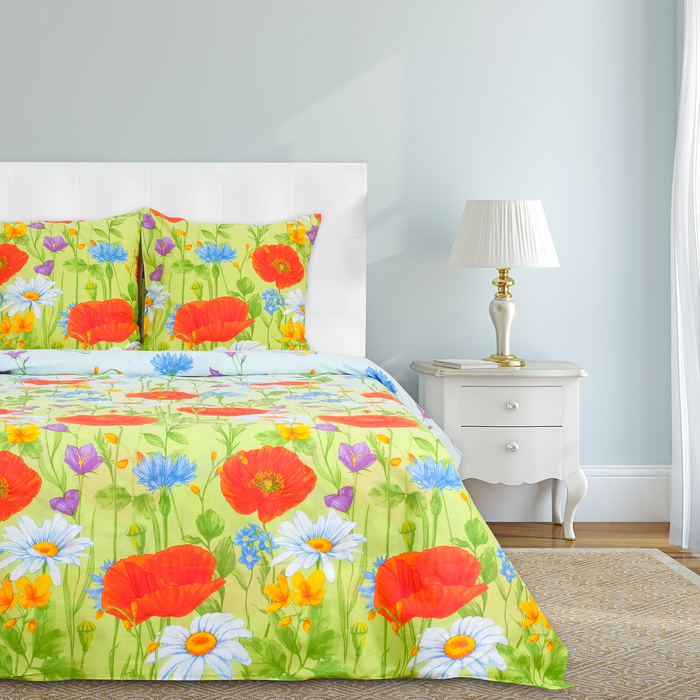 Постельное бельё "Этель" 2 сп., Русское поле размер 175х215 см, 200х220 см, 70х70 см - 2 шт., 100% хлопок, бязь, 125 г/м2