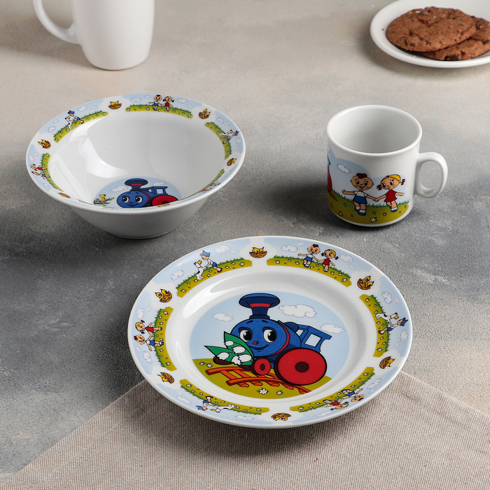Набор посуды детский 20х13х20 см "Паровозик из Ромашково"
